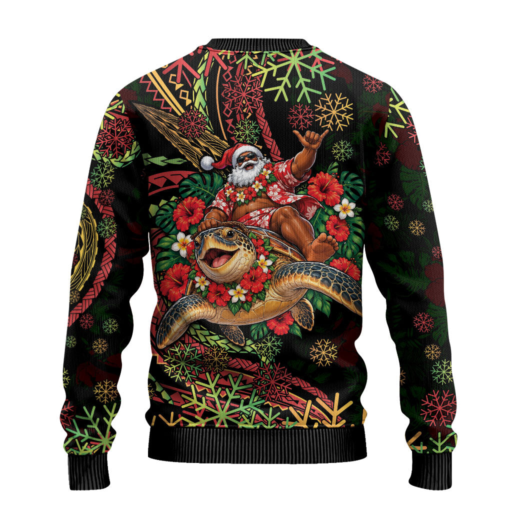 Hawaii Christmas Ugly Christmas Sweater Aloha Santa Riding Honu DT05 - Polynesian Pride