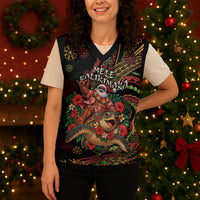 Hawaii Christmas Knitted V-Neck Vest Aloha Santa Riding Honu DT05 - Polynesian Pride