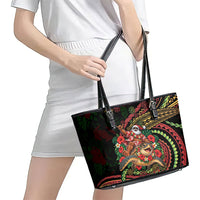 Hawaii Christmas Leather Tote Bag Aloha Santa Riding Honu DT05 - Polynesian Pride