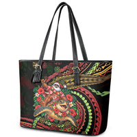 Hawaii Christmas Leather Tote Bag Aloha Santa Riding Honu DT05 - Polynesian Pride
