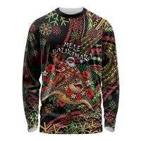 Hawaii Christmas Long Sleeve Shirt Aloha Santa Riding Honu