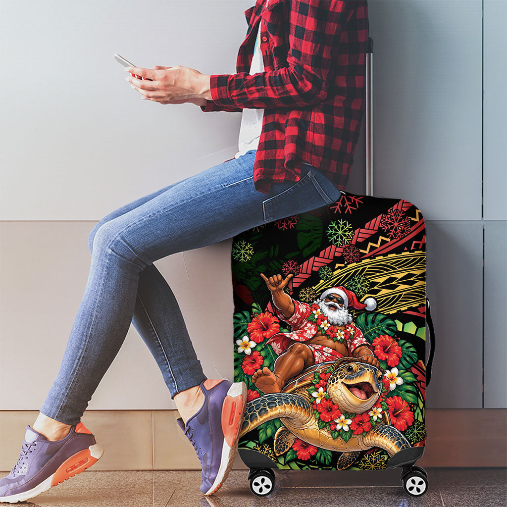 Hawaii Christmas Luggage Cover Aloha Santa Riding Honu DT05 - Polynesian Pride