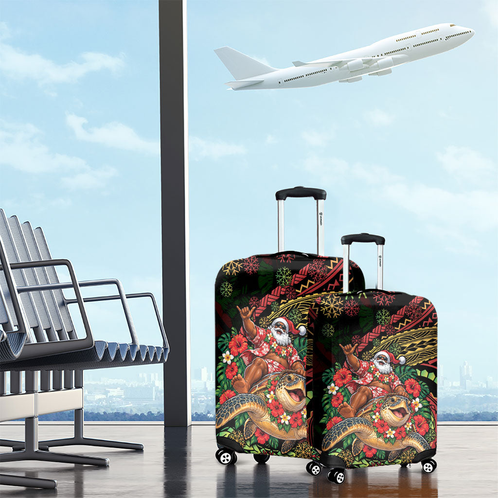 Hawaii Christmas Luggage Cover Aloha Santa Riding Honu DT05 - Polynesian Pride