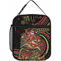Hawaii Christmas Lunch Bag Aloha Santa Riding Honu DT05 10.2 × 8.3 × 4.3 inch Black - Polynesian Pride