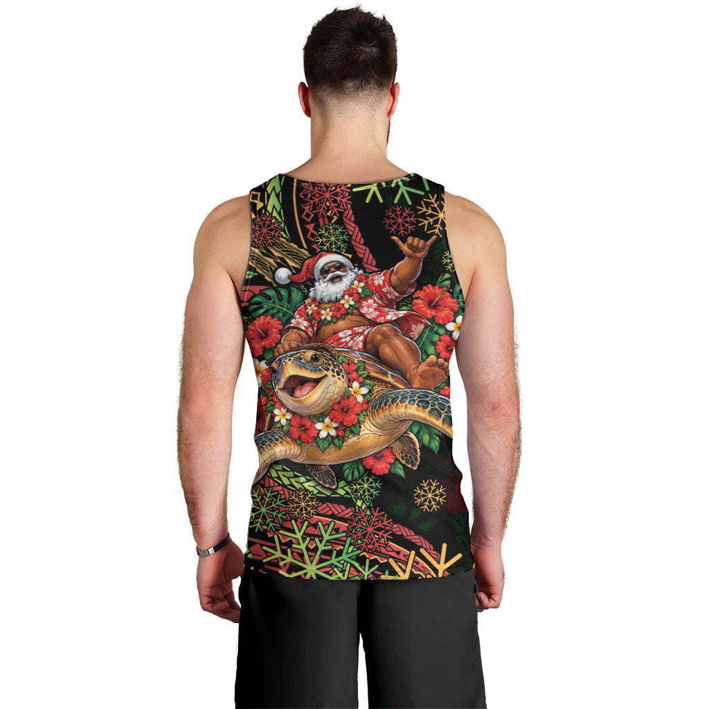 Hawaii Christmas Men Tank Top Aloha Santa Riding Honu