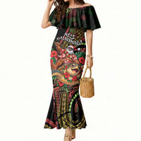 Hawaii Christmas Mermaid Dress Aloha Santa Riding Honu