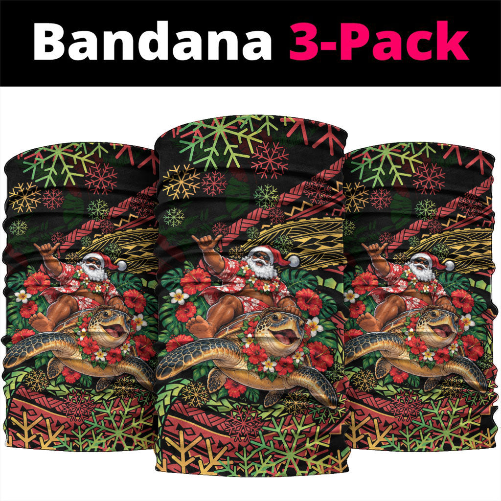 Hawaii Christmas Neck Gaiter Aloha Santa Riding Honu DT05 package One Size: 25*50cm Black - Polynesian Pride