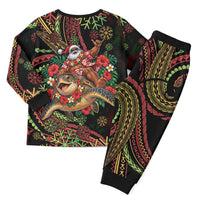 Hawaii Christmas Pajama Set Aloha Santa Riding Honu DT05 - Polynesian Pride