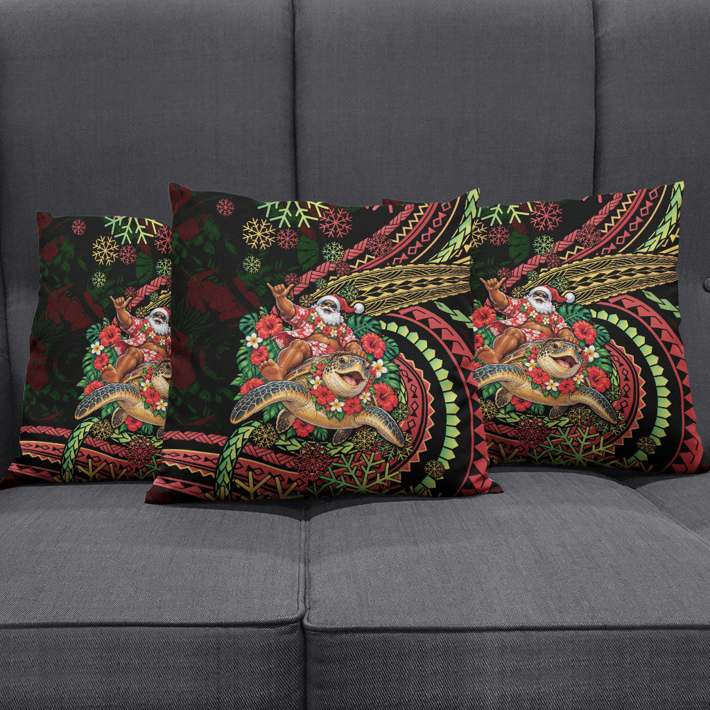 Hawaii Christmas Pillow Cover Aloha Santa Riding Honu DT05 - Polynesian Pride