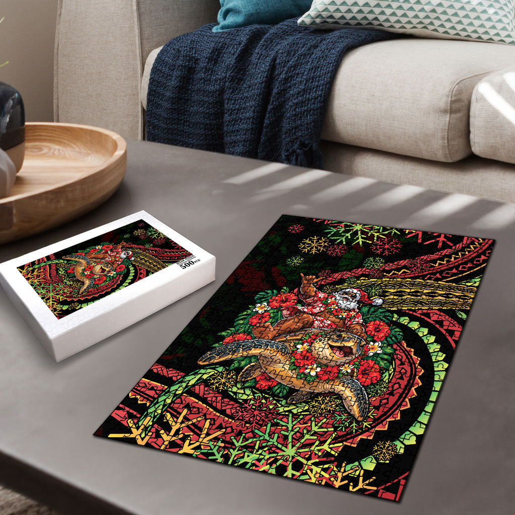 Hawaii Christmas Puzzle Aloha Santa Riding Honu DT05 - Polynesian Pride