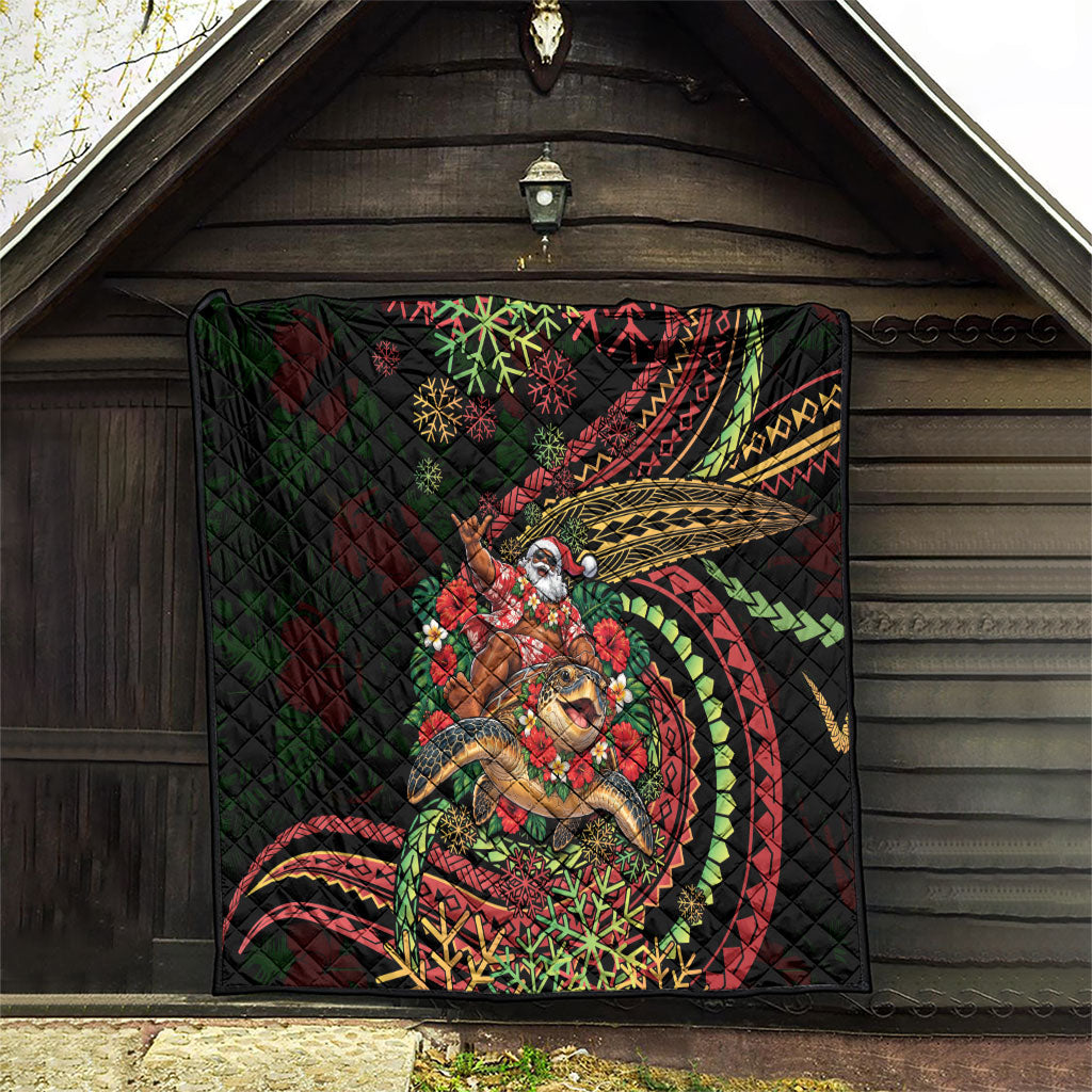 Hawaii Christmas Quilt Aloha Santa Riding Honu DT05 - Polynesian Pride