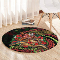 Hawaii Christmas Round Carpet Aloha Santa Riding Honu DT05 - Polynesian Pride