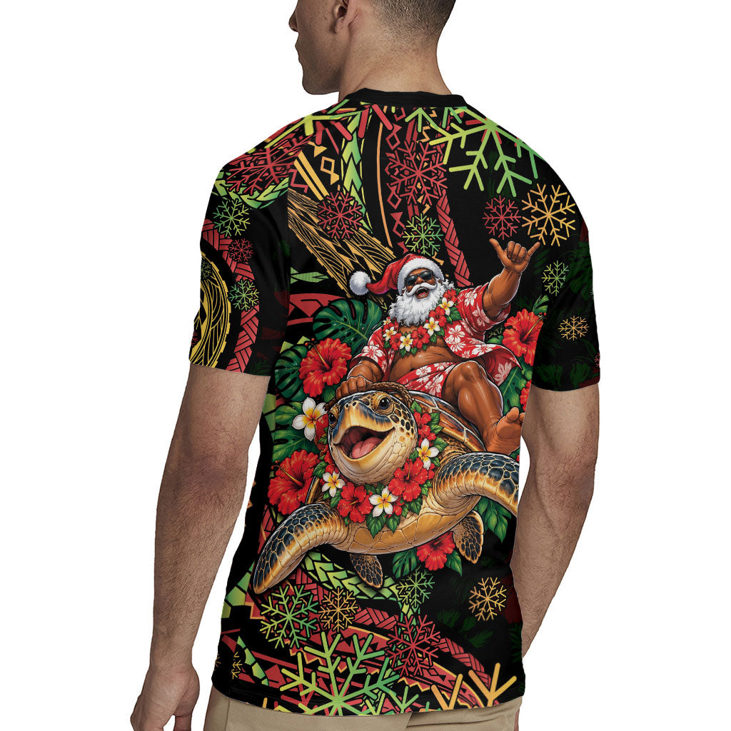 Hawaii Christmas Rugby Jersey Aloha Santa Riding Honu DT05 - Polynesian Pride