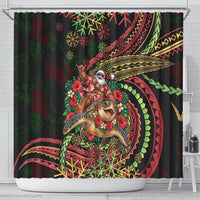 Hawaii Christmas Shower Curtain Aloha Santa Riding Honu DT05 - Polynesian Pride