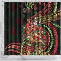 Hawaii Christmas Shower Curtain Aloha Santa Riding Honu DT05 - Polynesian Pride