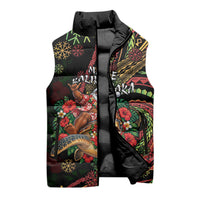 Hawaii Christmas Sleeveless Puffer Jacket Aloha Santa Riding Honu DT05 - Polynesian Pride