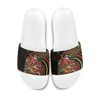 Hawaii Christmas Slide Sandals Aloha Santa Riding Honu DT05 Black - Polynesian Pride