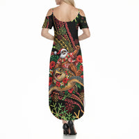 Hawaii Christmas Summer Maxi Dress Aloha Santa Riding Honu