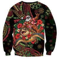 Hawaii Christmas Sweatshirt Aloha Santa Riding Honu