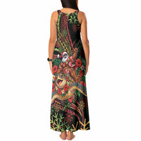 Hawaii Christmas Tank Maxi Dress Aloha Santa Riding Honu