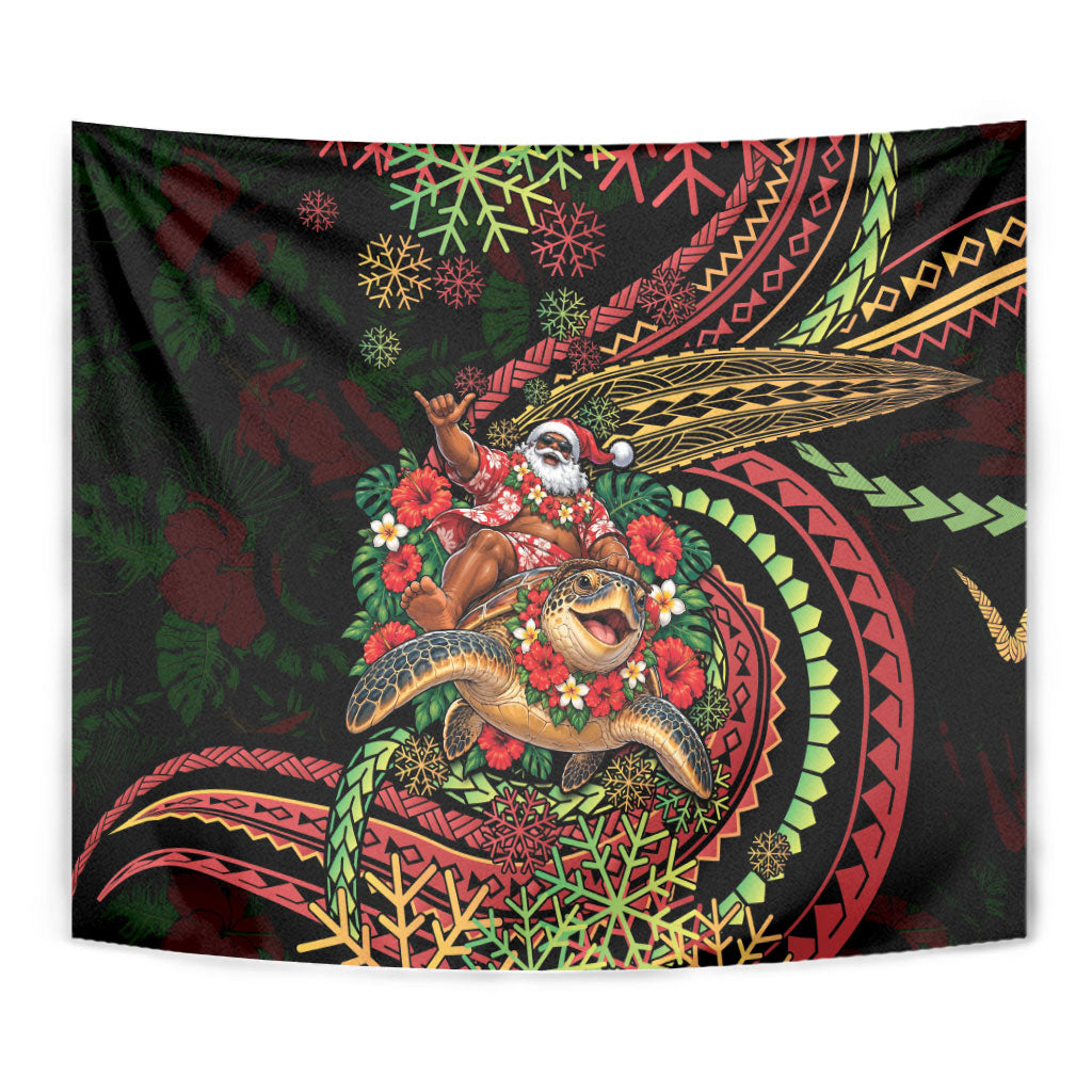 Hawaii Christmas Tapestry Aloha Santa Riding Honu DT05 - Polynesian Pride