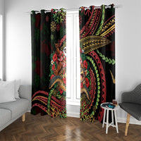 Hawaii Christmas Window Curtain Aloha Santa Riding Honu DT05 With Grommets Black - Polynesian Pride