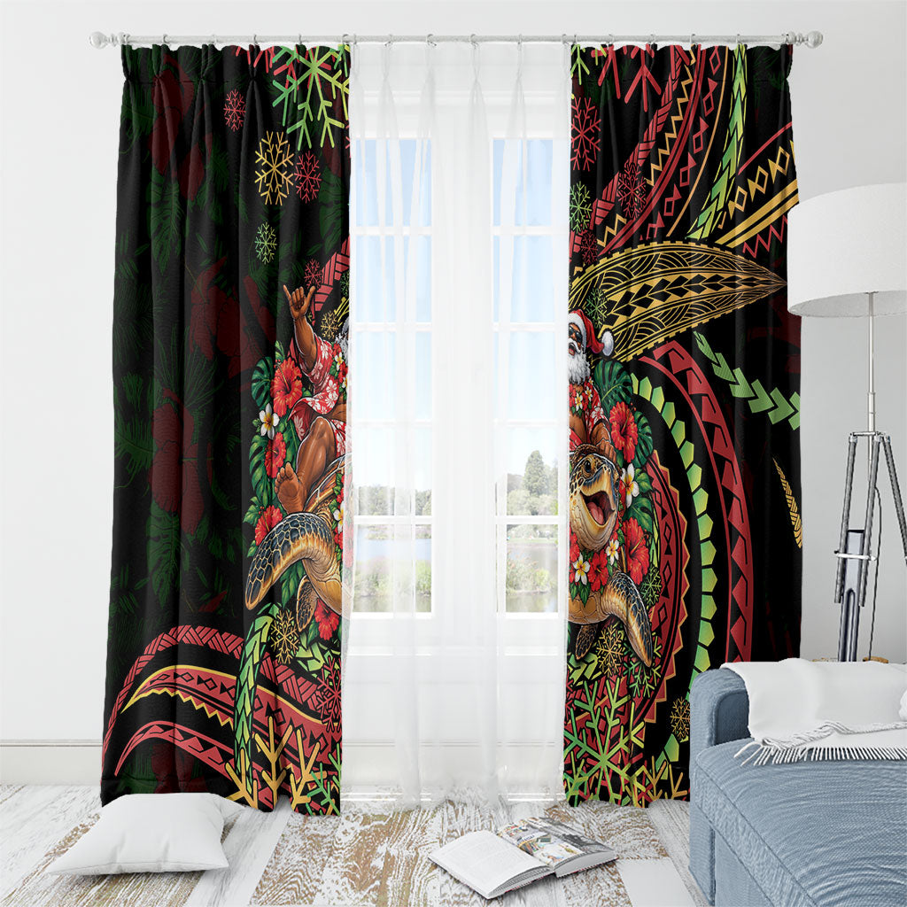 Hawaii Christmas Window Curtain Aloha Santa Riding Honu DT05 - Polynesian Pride