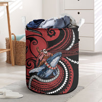 Tonga Christmas Laundry Basket Santa Riding Humpback Whale DT05 Red - Polynesian Pride