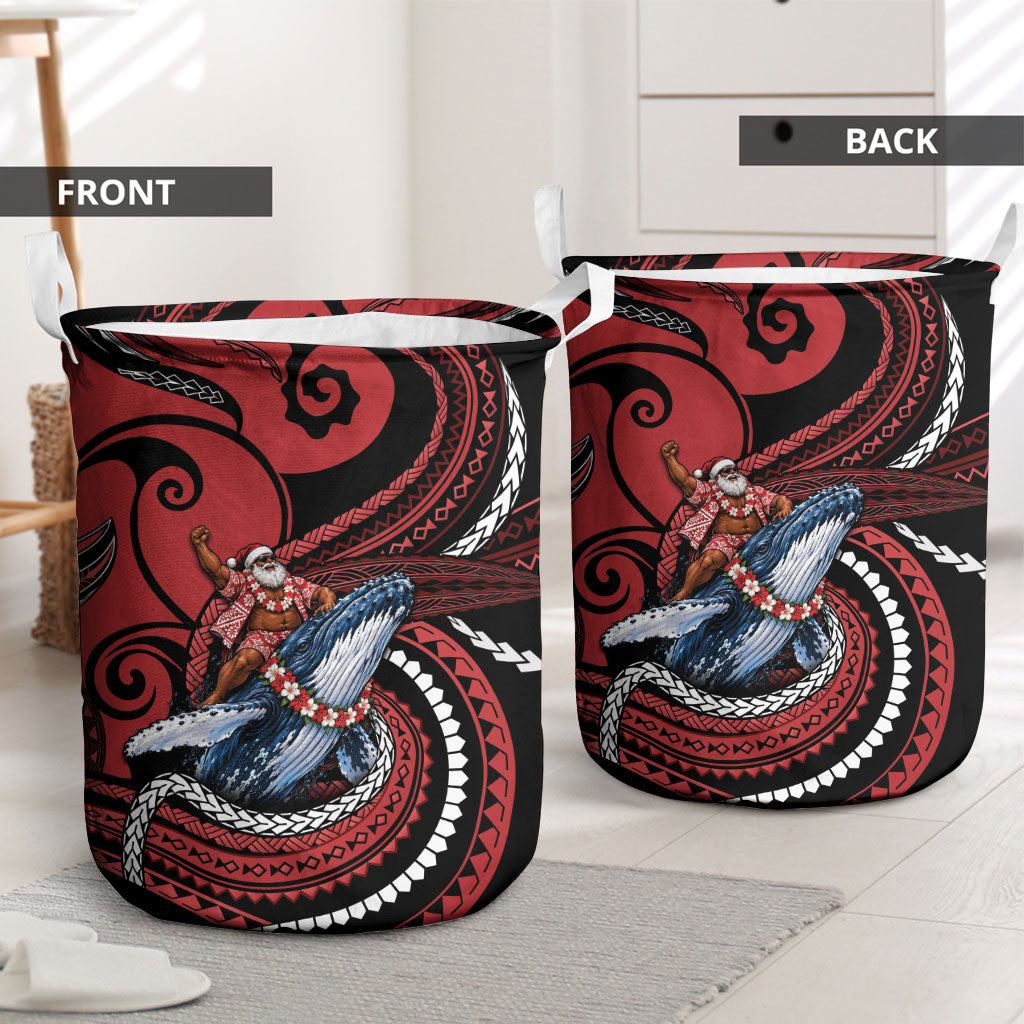 Tonga Christmas Laundry Basket Santa Riding Humpback Whale DT05 - Polynesian Pride