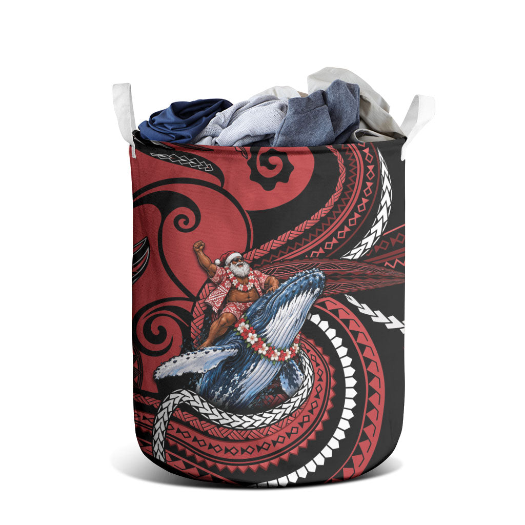 Tonga Christmas Laundry Basket Santa Riding Humpback Whale DT05 - Polynesian Pride