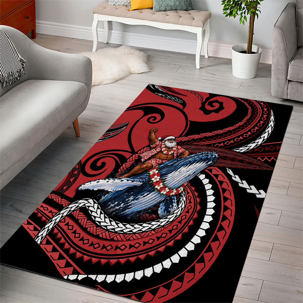 Tonga Christmas Area Rug Santa Riding Humpback Whale DT05 - Polynesian Pride