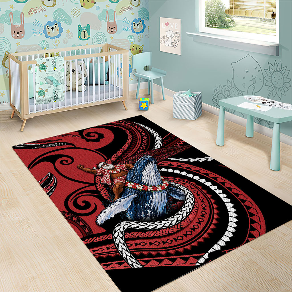 Tonga Christmas Area Rug Santa Riding Humpback Whale DT05 - Polynesian Pride