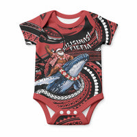 Tonga Christmas Baby Onesie Santa Riding Humpback Whale DT05 Red - Polynesian Pride