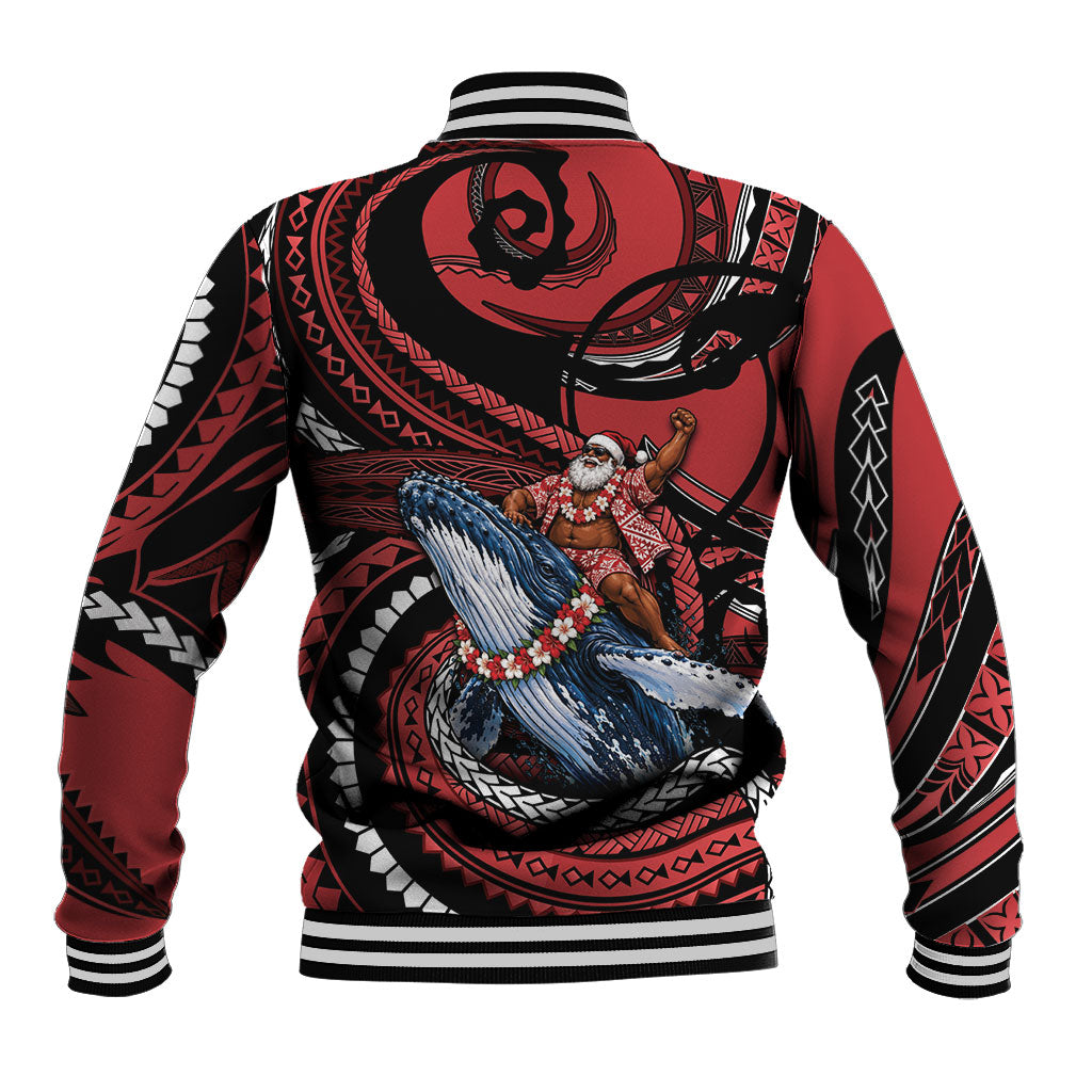 Tonga Christmas Baseball Jacket Santa Riding Humpback Whale DT05 - Polynesian Pride