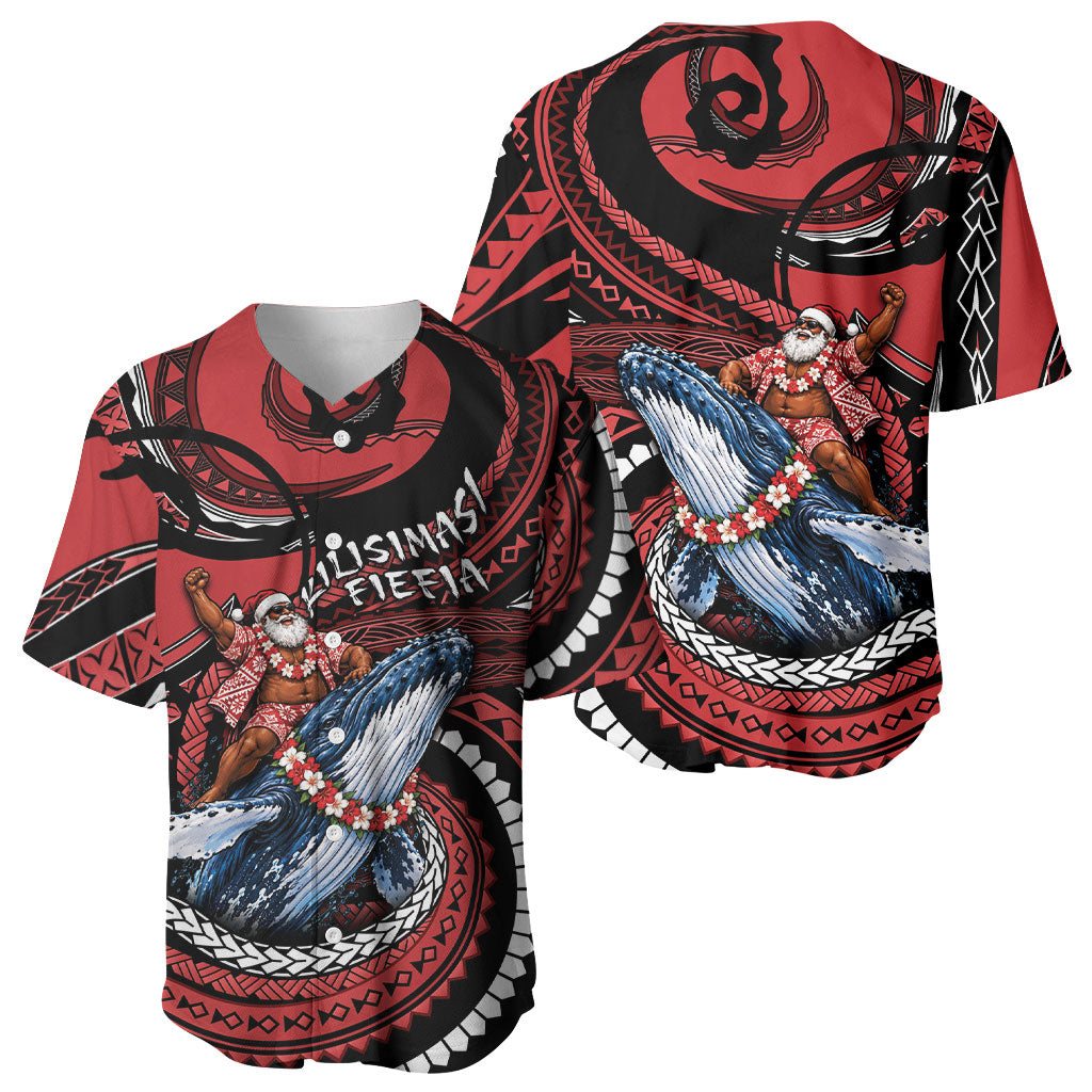 Tonga Christmas Baseball Jersey Santa Riding Humpback Whale DT05 - Polynesian Pride