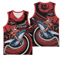 Tonga Christmas Basketball Jersey Santa Riding Humpback Whale DT05 - Polynesian Pride