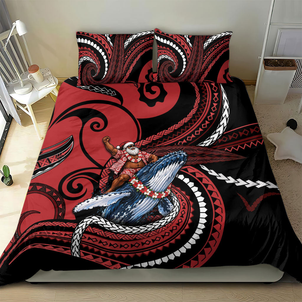 Tonga Christmas Bedding Set Santa Riding Humpback Whale DT05 - Polynesian Pride
