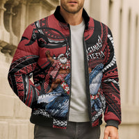 Tonga Christmas Bomber Puffer Jacket Santa Riding Humpback Whale DT05 - Polynesian Pride