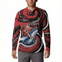 Tonga Christmas Button Sweatshirt Santa Riding Humpback Whale DT05 - Polynesian Pride