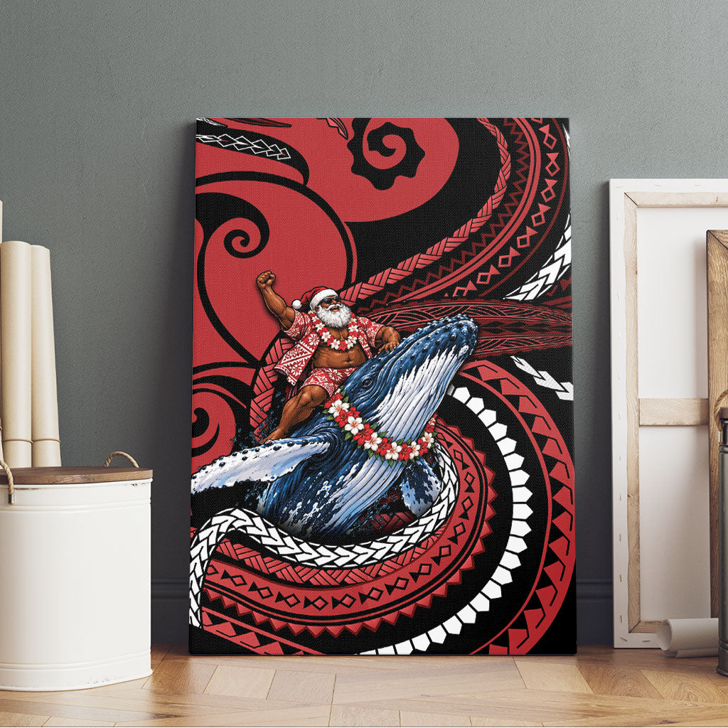 Tonga Christmas Canvas Wall Art Santa Riding Humpback Whale DT05 - Polynesian Pride