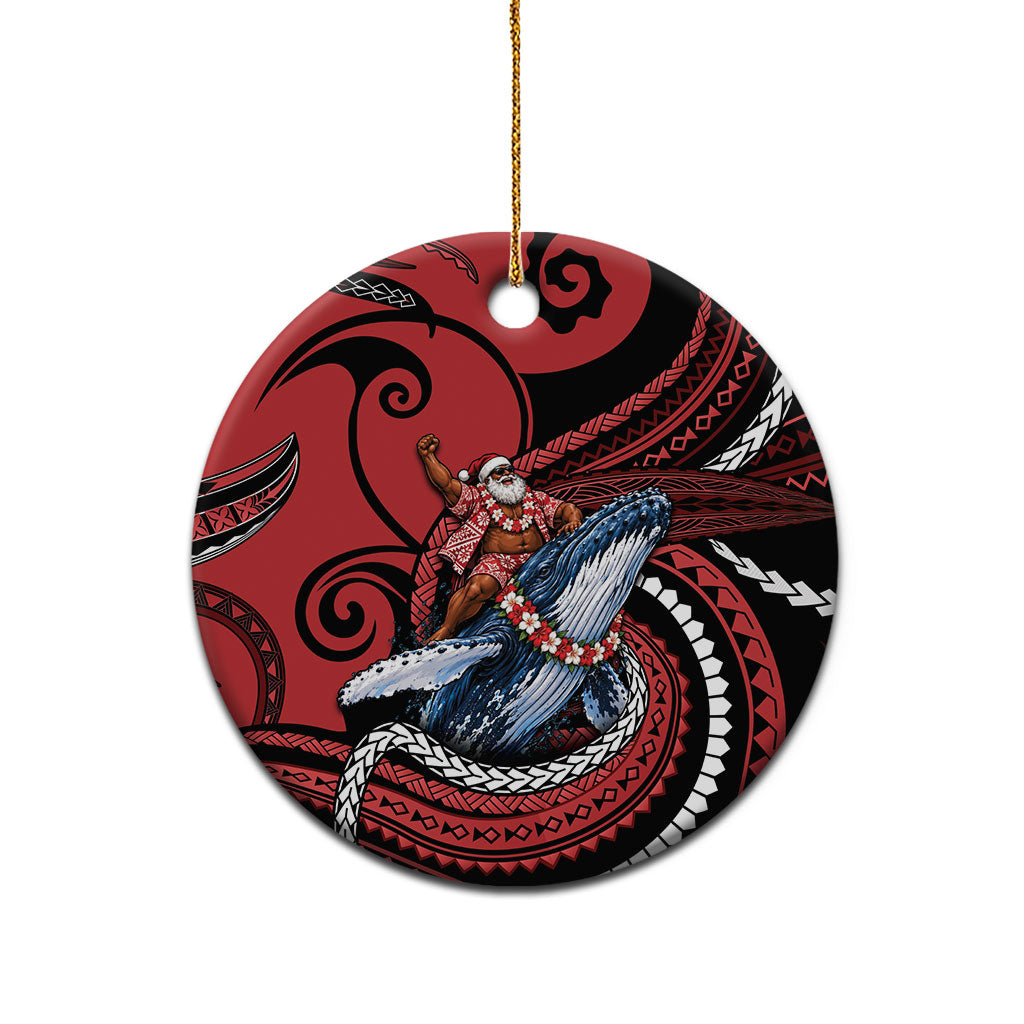 Tonga Christmas Ceramic Ornament Santa Riding Humpback Whale DT05 - Polynesian Pride