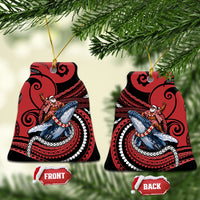 Tonga Christmas Ceramic Ornament Santa Riding Humpback Whale DT05 Bell Flake Red - Polynesian Pride