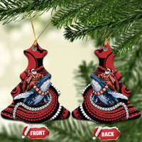 Tonga Christmas Ceramic Ornament Santa Riding Humpback Whale DT05 Christmas Tree Red - Polynesian Pride