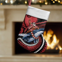 Tonga Christmas Stocking Santa Riding Humpback Whale DT05 Set of 2 Red - Polynesian Pride