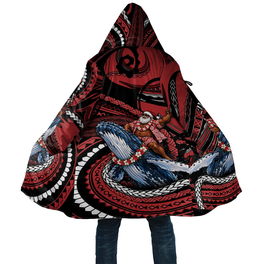 Tonga Christmas Cloak Santa Riding Humpback Whale DT05 Unisex Red - Polynesian Pride