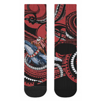 Tonga Christmas Crew Socks Santa Riding Humpback Whale DT05 - Polynesian Pride
