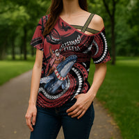 Tonga Christmas Cross Shoulder Shirt Santa Riding Humpback Whale DT05 - Polynesian Pride