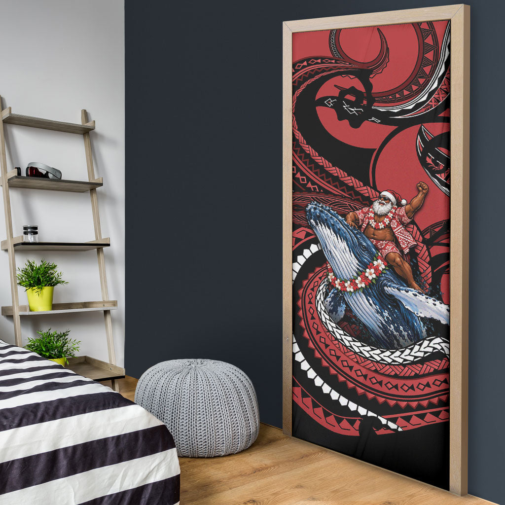Tonga Christmas Door Cover Santa Riding Humpback Whale DT05 - Polynesian Pride