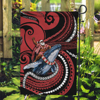 Tonga Christmas Garden Flag Santa Riding Humpback Whale DT05 Garden Flag Red - Polynesian Pride