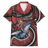 Tonga Christmas Hawaiian Shirt Santa Riding Humpback Whale DT05 Red - Polynesian Pride